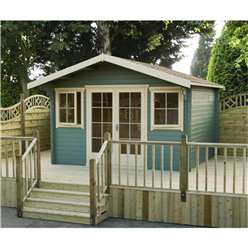 3.59m x 2.39m Superior Home Office Log Cabin + Double Doors - 28mm Tongue and Groove Logs