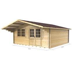 5m x 5m Deluxe Apex Log Cabin - Double Glazing - 44mm Wall Thickness (2148) 