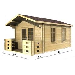 3m x 4m Deluxe Apex Log Cabin - Double Glazing - 70mm Wall Thickness (2016) 