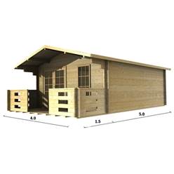 4m x 5m Deluxe Apex Log Cabin - Double Glazing - 44mm Wall Thickness (2047) 