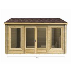 4.5m x 3.5m Deluxe Reverse Apex Log Cabin - Double Glazing - 44mm Wall Thickness (2076)