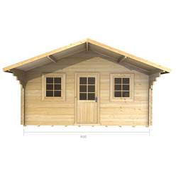 4m x 4m Deluxe Apex + Canopy Log Cabin - Double Glazing - 44mm Wall Thickness (2073) 