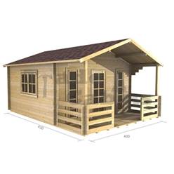 4m x 3m Apex Log Cabin - Double Glazing - 70mm Wall Thickness (2057) 