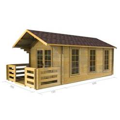 3m x 5m Deluxe Apex Log Cabin - Double Glazing - 70mm Wall Thickness (2017) 