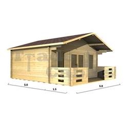 5m x 5m Deluxe Apex Log Cabin - Double Glazing - 44mm Wall Thickness (2094) 