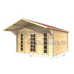 4m x 3m Deluxe Apex Log Cabin - Double Glazing - 70mm Wall Thickness (2052) 