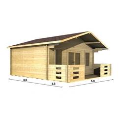 5m x 4m Deluxe Apex Log Cabin - Double Glazing - 44mm Wall Thickness (2092)