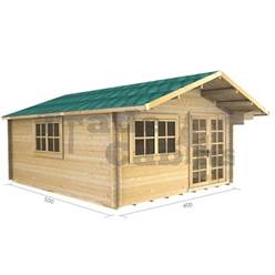 4m x 5m Deluxe Apex Log Cabin - Double Glazing - 44mm Wall Thickness (2061)  