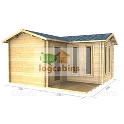 4m x 4m Deluxe Apex Log Cabin - Double Glazing - 44mm Wall Thickness (2055) 