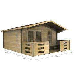 4m x 4m Deluxe Apex Log Cabin - Double Glazing - 70mm Wall Thickness (2046) 