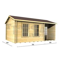 5m x 3m Deluxe Reverse Apex Log Cabin - Double Glazing - 44mm Wall Thickness (2090) 