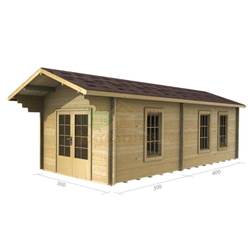3m x 7m Deluxe Reverse Apex Log Cabin - Double Glazing - 44mm Wall Thickness (2018) 