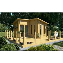 4m x 4m Deluxe Pent Style Log Cabin - Double Glazing - 70mm Wall Thickness (2054) 
