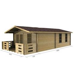 4m x 8m Deluxe Apex Log Cabin - Double Glazing - 44mm Wall Thickness (2049)