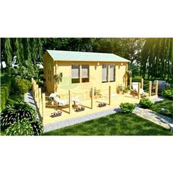 6m x 4m Deluxe Reverse Apex Log Cabin - Double  Glazing - 44mm Wall Thickness (2119)
