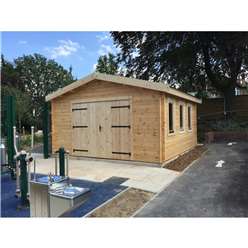 4m x 5m Premier Garage Log Cabin - Double Glazing - 70mm Wall Thickness 