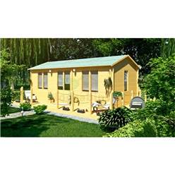 7.0m x 4.0m Reverse Apex Log Cabin - Double Glazing - 70mm Wall Thickness (5150) 