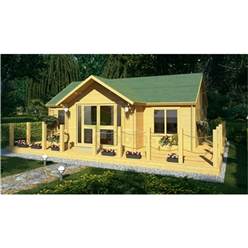7.0m x 5.0m Reverse Apex Log Cabin - Double Glazing - 70mm Wall Thickness (4120) 