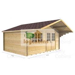 4.5m x 3m Apex Log Cabin - Double Glazing - 44mm Wall Thickness (2081) 