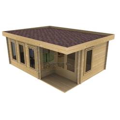 6m x 5m Deluxe Pent Log Cabin - Double Glazing - 44mm Wall Thickness (4617) 