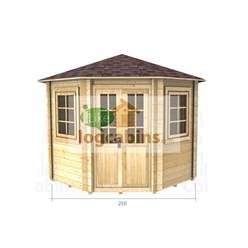 2.5m x 2.5m Deluxe Octagonal Log Cabin - Double Glazing - 44mm Wall Thickness (2036) 
