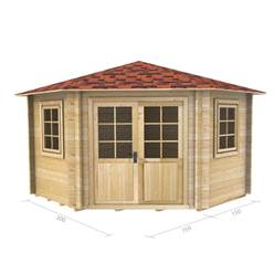 3m x 3m Deluxe Corner Log Cabin - Double Glazing - 44mm Wall Thickness (2036) 