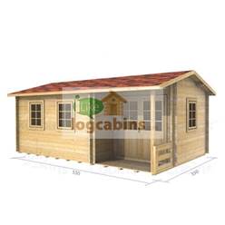 5.5m x 3.5m Deluxe Reverse Apex Log Cabin - Double Glazing - 44mm Wall Thickness (2114) 