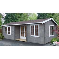 5.9m x 3.85m ELVEDEN APEX LOG CABIN - 44MM TONGUE AND GROOVE LOGS