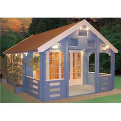 3.89m x 5.49m GLENTRESS LOG CABIN WITH VERANDA - 44MM TONGUE AND GROOVE LOGS