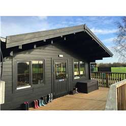6m x 8m Premier School Classroom Log Cabin - Insulated - 70mm Wall Thickness - Double Glazing - Toughened Safety Glass Plus 6m x 11m Veranda
