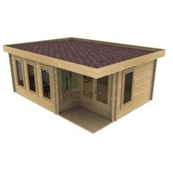 6m x 5.5m Deluxe Pent Log Cabin - Double Glazing - No Porch - 44mm Wall Thickness 