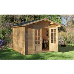 3.0m x 2.5m Log Cabin With Double Doors - 28mm Wall Thickness - INSTALLED **Includes Free Shingles**
