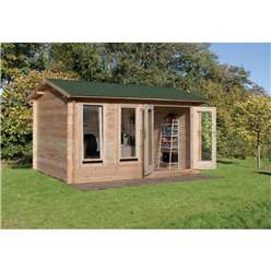 4.0m x 3.0m Log Cabin With Double Doors - 34mm Wall Thickness **Includes Free Shingles**