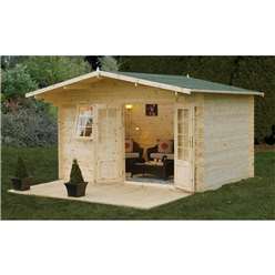 4.0m x 3.0m Classic Log Cabin With Double Doors - 34mm Wall Thickness **Includes Free Shingles**