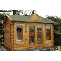 4.0m x 3.0m Log Cabin With Double Doors + 3 Large Windows - 34mm Wall Thickness - INSTALLED **Includes Free Shingles**