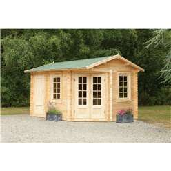 4.0m x 2.8m Unique Log Cabin With Glazed Double Doors - 34mm Wall Thickness **Includes Free Shingles**