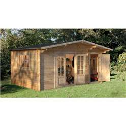 4.5m x 3.5m Leisure Log Cabin With Glazed Double Doors - 34mm Wall Thickness **Includes Free Shingles**