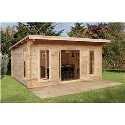 5m x 4m Large Contemporary Log Cabin - 44mm Wall Thickness **Includes Free Shingles**