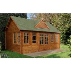 5.5m x 4.0m Log Cabin + 8 Windows - 44mm Wall Thickness - INSTALLED **Includes Free Shingles**