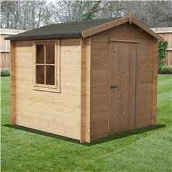 2.7m x 2.7m Premier Apex Log Cabin With Single Door + Free Floor & Felt (19mm)