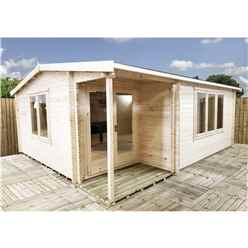 4m x 4.5m Premier Home Office Apex Log Cabin (Single Glazing) - Free Floor & Felt  (34mm) 