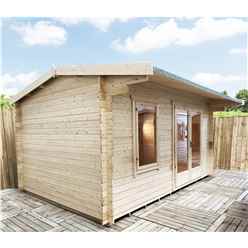 INSTALLED 2.4m x 3m Premier Reverse Apex Home Office Log Cabin (Single Glazing) - Free Floor & Felt (34mm) - INSTALLATION INCLUDED