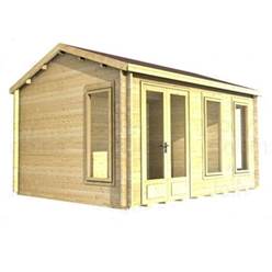 3.5m x 3.5m Deluxe Reverse Apex Log Cabin - Double Glazing - 34mm Wall Thickness (2039) 