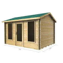 3.5m x 2.5m Deluxe Reverse Apex Log Cabin - Double Glazing - 34mm Wall Thickness (2038) 