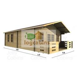 5m x 7m Deluxe Apex Log Cabin - Double Glazing - 44mm Wall Thickness (2097)