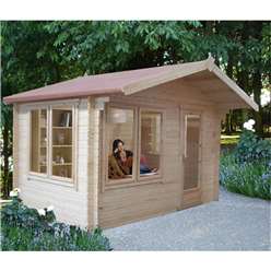 2.99m x 2.99m Superior Apex Log Cabin + Single Door - 28mm Tongue and Groove Logs