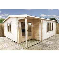 INSTALLED 3.6m x 5.4m Premier Home Office Apex Log Cabin (Single Glazing) - Free Floor & Felt (70mm)